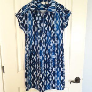 Zenergy by Chico's Neema Ikat Half-Zip Dress Blue Size 1/Size M/ Size 8
